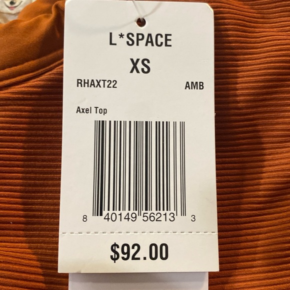 L*Space Axel Ribbed Bikini Top in Amber, One Shoulder Strap, X-Small, NWT - Picture 7 of 11